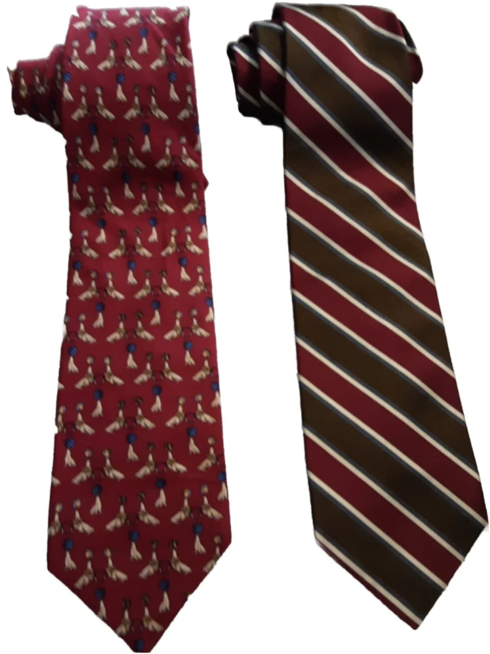 BROOKS BROS Two 2 Classic Red SILK TIES Seals-Italy  Rep Stripe-England